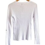 Revolve John + Jenn NEW Ribbed Lace Up Long Sleeve Crew Neck Sweater Top White Medium Photo 1