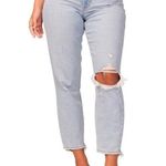 Abercrombie & Fitch SHORT Mom High Rise Distressed Denim Jeans Light Wash 27/4 Photo 0
