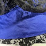 Gracie‎ Women's XL Little Black Lace Short Dress w/ Cobalt Blue Underlay Photo 6