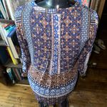 Daniel Rainn  blue Scandinavian split neck artsy PS peasant blouse Photo 1