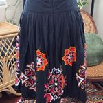 French Connection Black Cotton Floral Embroidered Pleated Zip Back Skirt Photo 1