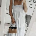 ZARA  Voluminous White Cotton Poplin Dress Long Smocking New Bloggers Favorite XS Photo 2