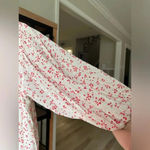 GANNI Georgette Mini Dress floral print half puff sleeves high neck Red Size 8 Photo 6