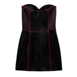 ZARA Faux Leather Strapless Black and Red Mini Dress(Size Large) Photo 2