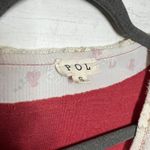 POL  Boho Floral Lace V-Neck Long Sleeve Top Red Patchwork Tee Women’s Size Small Photo 3