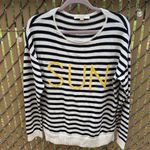 Loft Ann Taylor Cotton Crochet Crew Neck Sun Stripe Sweater Pullover Size Large Photo 1
