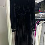 Anthropologie Tach luz black velvet floral collared long sleeve midi smock dress S Photo 13