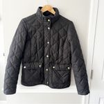 J.Crew  Puffer Black Argyle Print Button Front Quilted Jacket Coat Size Small Photo 4