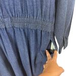 Max Z Denim Western Dress Rhinestones Studded‎ Maxi Vintage Pleated Sz 12 Blue Photo 4