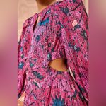 Ulla Johnson Helia Ruched Print Cotton Midi Dress Pink Snapdragon Size 2 Cut Out Photo 1