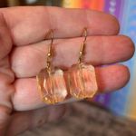 Gold Emerald Cut Beaded Earrings Photo 1