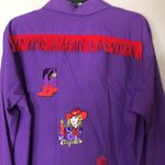Vintage NY B’WAY purple long sleeve button down red hat society top size large Photo 11