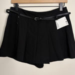 ZARA Black Pleated Skort with Faux Leather Belt Women's Size S Photo 0