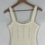 Taylor Cream Crochet Cable Knit Sleeveless Midi Dress Feminine Size S White Photo 8
