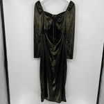NSR Long‎ Sleeve Metallic Midi Dress in Black Gold Bronze Cut Out Size Medium Photo 2