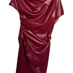 Micas ‎ Faux Leather Dress Drape Neck Party Cocktail Maroon XL Photo 0