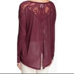 Free People  Gatsby Top Embroidered Mesh Maroon Red Medium Photo 13
