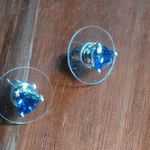 Purple Heart Simulated Diamond Sterling Silver Stud Earrings Photo 0