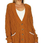 Free People  Montana Orange Oversized Cable Knit Cardigan - Size - Medium Photo 0