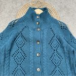 Sundance  Women’s Wool Blend Winter Tryst Cardigan Button Front in Teal Blue PM Photo 3