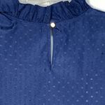 Liz Claiborne  Women's Swiss Dot Ruffle Blouse Dark Blue Size PS Photo 4