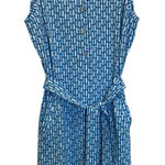 J. McLaughlin JM LAUGHLIN Sleeveless Dolly Dress Size L Blue Lt Blue Mini Chain Link Geo Photo 0