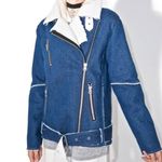 Urban Outfitters UO J.O.A Denim Sherpa Aviator Shearling Oversized Biker Jacket Photo 0