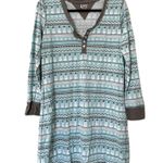 LAZY ONE Pajama Long Sleeve Shirt Nordic Snowman Christmas Print Light Blue S/M Photo 1