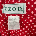 IZOD  Size Medium Button Up Long Sleeve Red White Star Pattern Shirt 100% Cotton‎ Photo 3