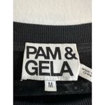 Pam & Gela  Lace-Up Sleeve Black Cotton Pullover Long‎ Sleeve Sweatshirt Medium Photo 3