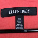 Ellen Tracy  Women’s Linen Quarter Zip Gold-Colored Tassel Coral Hi-Low Blouse Photo 7