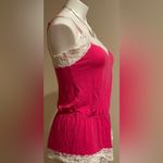 Jezebel Pink and White Lace Edges .Romper elastic waist adjustable straps Sz M Size M Photo 3