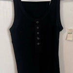 Aerie  Women's Size XS Black Ribbed Henley Tank Top Sleeveless Casual‎ NWT Photo 0