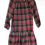 LDT Rachel Plaid Round Neck 3/4 Puff Sleeve Ruffled Poof Swing Dress Size 2/S Red Photo 0