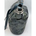 Brighton  Snakeskin‎ Leather Crossbody Bag Silver Hardware Green Blue Hobo Purse Photo 5