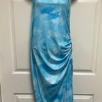 SheIn Curve Tie Dye Clouds Print Halter Open Back Dress Photo 3