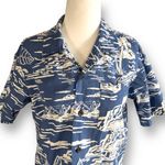 Vintage RJC Hawaiian Shirt Blue Island Print Camp Collar Button Down Tropical Size XS Photo 1