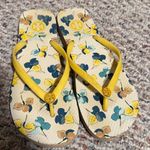 Tory Burch  Floral Flip Flops Yellow Floral Slim Strap- Size 8 Photo 1
