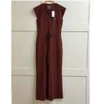 FIGS Layton Crewneck Wide Leg ScrubJumpsuit in Walnut, Size Medium Photo 8