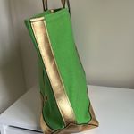 Lauren Ralph Lauren Green and Gold Summer Canvas Tote Photo 2