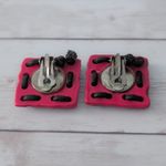 Vintage Clip On Earrings Large Statement Pink Square with Dark Brown Cord Photo 6