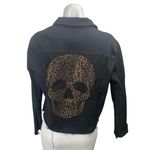 htrailz Black Leopard Skull Beaded Jeweled Rhonestone Long Sleeve Coat Jacket M Size M Photo 1