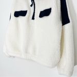 Faherty  Cortina High Pile Fleece Pullover in Bright White Size Medium Photo 4