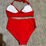 Suuksess Cherry Red High Waist Halter Neck Mesh Bikini Swimsuit XL NWT Photo 1