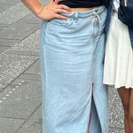 Old Navy  Midi Length Denim Skirt Slit Leg Photo 0