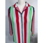 Vintage Teddi of California Sheer Striped Blouse Red Green Blue Mod Retro Style Size 8 Photo 7