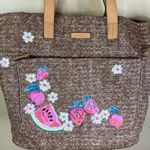 Vera Bradley NWOT  Front Pocket Straw Tote‎ Bag Pink Strawberry Cherry ZWH CLEAN Photo 1