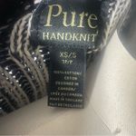 Pure Handknit Artisan Stripe Cotton Cardigan Sweater | Small | Neutral Style Black Photo 10