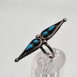 Vintage Navajo Sterling Silver & Turquoise Snake Eye Ring (7.5) Blue Photo 3
