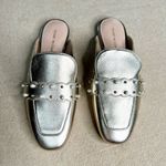 Stuart Weitzman  Metallic Pearlstud Embellished Mules Size 4 Photo 2